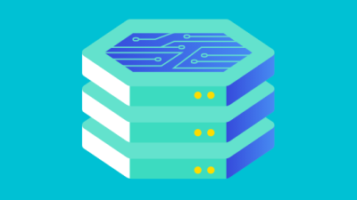 stacked hex icon on teal background