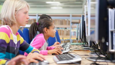 Cybersecurity students in computer class