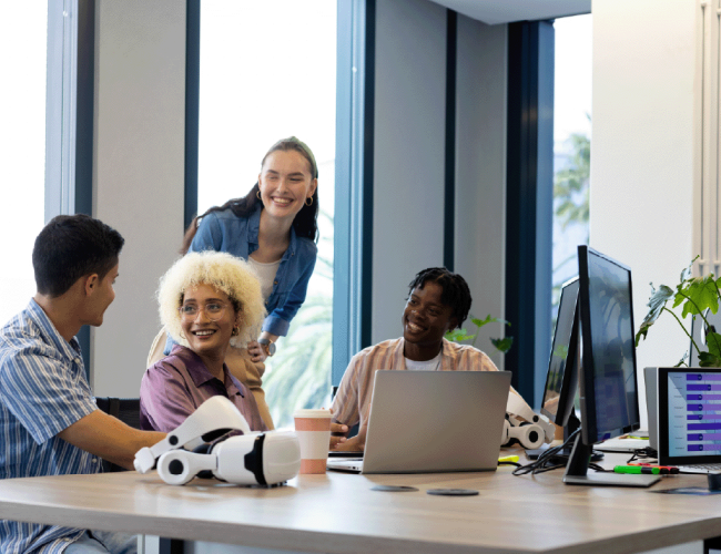 Artificial Intelligence Office Workers at Desk