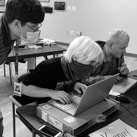 Students working on computers