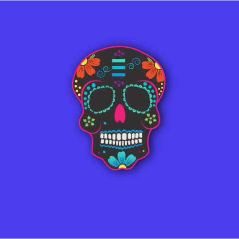 Day of the Dead skull on a blue background