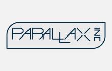 parallax inc logo with gray background